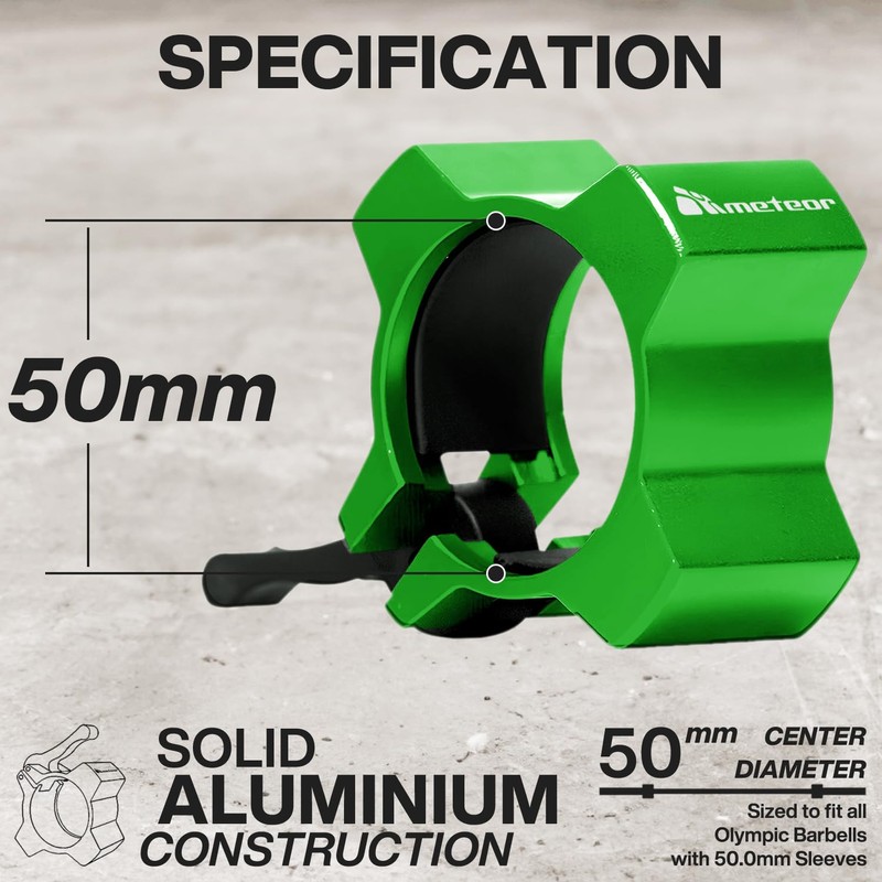 Meteor Essential Olympic Quick-Release Barbell Collars, Aluminium Collar, Barbell Clamp,