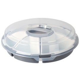 Spetebo Transport Serving Set with 6 Bowls, Diameter 33 cm, Round Snack and Dip Transport Box with Lid, Snack Plate, Snack Box, Dip, Tapas, Bowls, Serving Plates, Dishwasher Safe