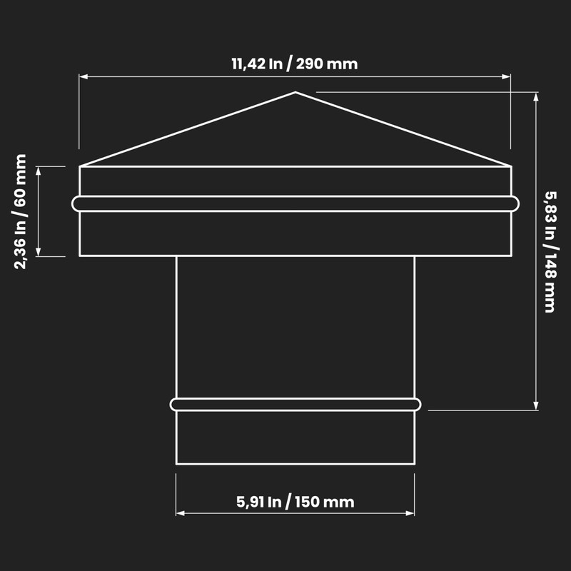 6" Inch Round Galvanized Steel Roof Cap with Mesh -