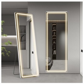64"x21" Rectangle LED Full Length Mirror, Full Body Standing Floor Mirror, 3 Color Modes for Bedroom, Cloakroom