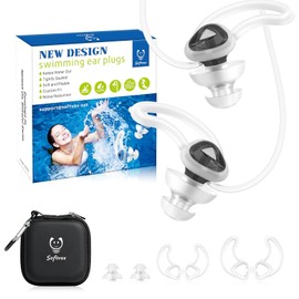 Tapones para los oídos Softvox para natación y surf con cordón. Bloquean el agua y dejan entrar el sonido. Tapones reutilizables, cómodos y personalizados para nadadores, ideales para buceo, d