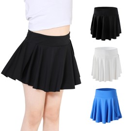 Hvididan Skorts Girls 3 Pack, Black+White+Royal Blue Size 12 Girls Athletic Skirts for Tennis Golf, Butterfly Flowy Shorts for Kids, Shorts with Pocket