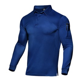 Haimont Polo Shirts for Men Outdoor Sport Performance Long Sleeve Quick Dry Polyester Golf Tshirts, Royal Blue M