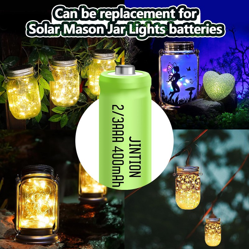 JINTION NIMH 2/3AAA Rechargeable 2/3 AAA Batteries 1.2V 400mAh Battery