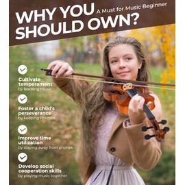 Vangoa Violin 1/4 Size for Kids Beginners Full Set, Spruce Childrens Fiddle Quarter Bundle Outfit Small Acoustic Violins Starter Kit Package w/Side Solidwood, Hard Case for School Students Ages 4-6