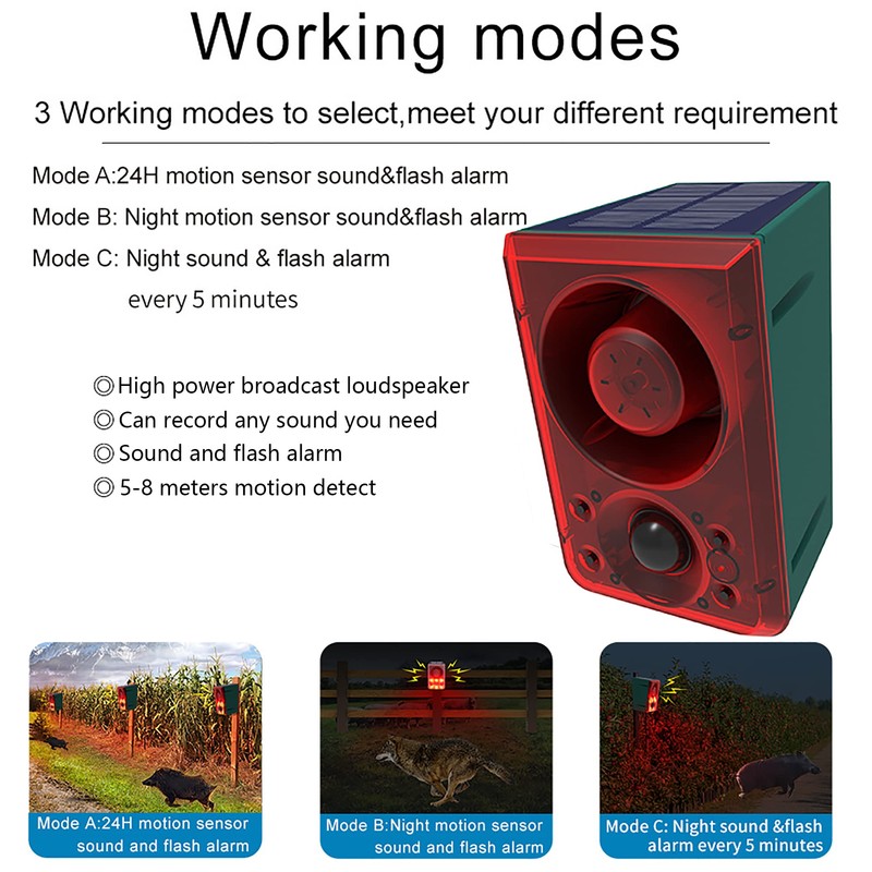 Comboss Solar Motion Sensor Sound Alarm for Outdoor- Adjustable Volume