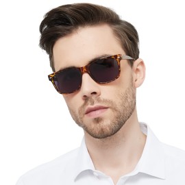 MARE AZZURO Reader Sunglasses 1.75 Men Large Square Sun Reading Glasses 100 125 150 175 200 225 250 275 300 350 400 (Brown, 1.75)