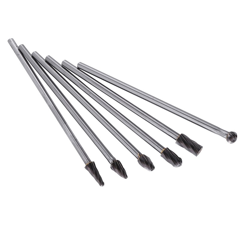 6pcs Tungsten Carbide Aluminum Rotary Files Burr Set 6mm Shank