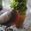 MAISONICA Metal Standing Robin Redbreast Distressed Lifelike Beautiful Garden Ornament
