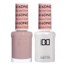 DND Gel Polish Set, Beige Nude Collection, UV/LED Gel Polish and Air Dry Nail Lacquer, Matching Chip-Free Polish Duo, 616 Havana Cream, 0.5 Fl Oz