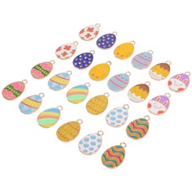 JECOMPRIS 24pcs Easter Egg Charms Enamel Easter Egg Pendant for Necklace Bracelet Earrings DIY Jewelry Making Crafting
