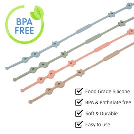 4Pack Dummy Clip - WeSweet Toy Straps for Baby Strollers Baby Cribs High Chair Toys Hanging Baskets Car Seat (Blue/Green/Muted/Purple)