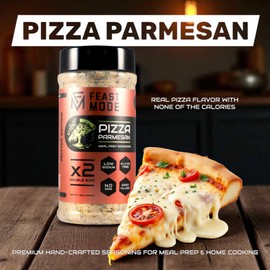 Pizza Parmesan Seasoning | Feast Mode Flavors 10oz Master Edition | Low Sodium | Low Calorie | Zero Artificial Fillers Binders or Dyes | Natural Meal Prep Flavoring | Savory Spice Blend | Cheesy Butter Powder Seasoning great for chicken beef pork fish popcorn barbeque dipping sauce vegatables potatoes eggs and more