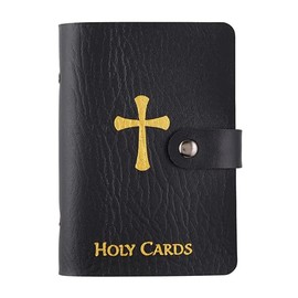 Holy Card Holder Carrying Case for Adults, Unisex, Faux Leather, Up to 40 Cards, Black, Snap Closure