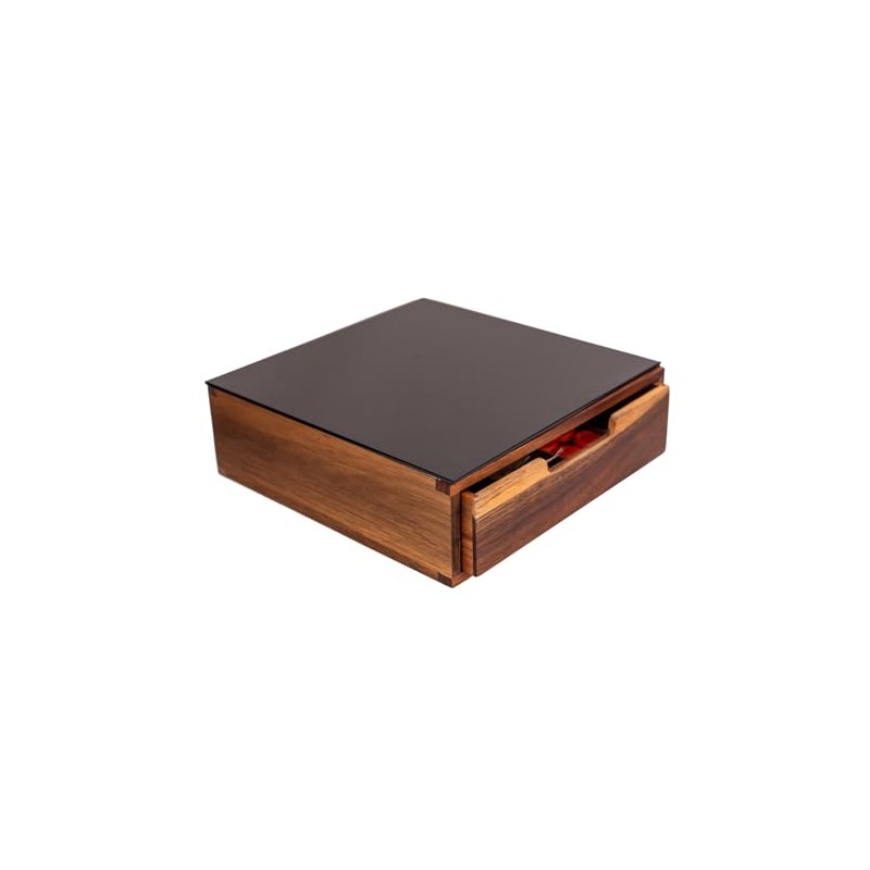 Teicui Tempered Glass and Natural Wood Coffee Pod Drawer Organizer