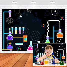 Leowefowa Science Party Backdrop 10x8ft Chemical Experiments Science Theme Classroom Banner Chemistry Lab Background for Kids School Scientist Birthday Party Classroom Decorations Backdrop Supplies