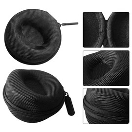 Pack of 2 Watch Box Travel Watch Storage Case Round Watch Box Single Watch Box with Carabiner and Soft Felted Inner for Warehouse Watches, Smartwatches, Headphones, Necklace, Bracelet, black, Compact