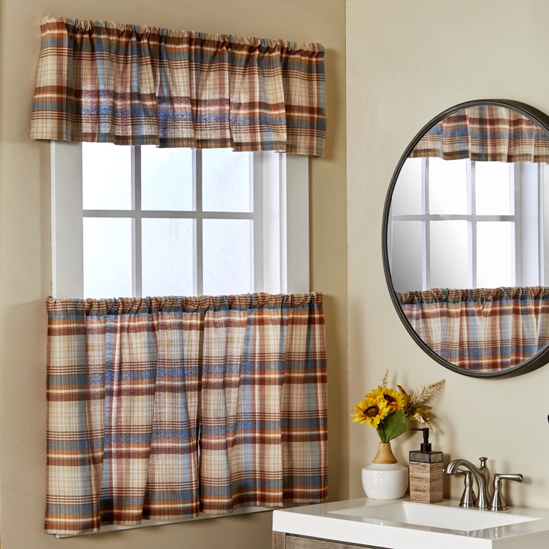 SKL Home Amber Plaid Tier Pair (2-Pack), Curtain, 24", Multi
