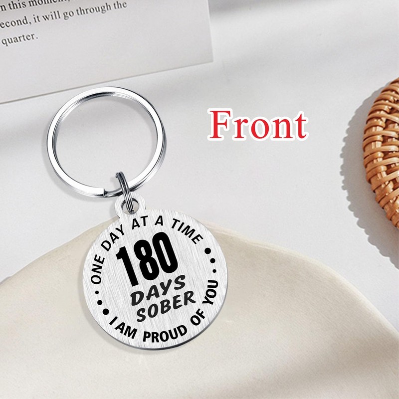 Alotozo 180 Days Sobriety Gift - 6 Months Sober Keychain