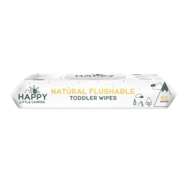 Happy Little Camper Natural Flushable Wipes - Hypoallergenic & Chlorine-Free Wet Wipes with Aloe Vera, Chamomile and Pomegranate Extract - Unscented Baby Wipes Safe for Sensitive Skin - 50 Count