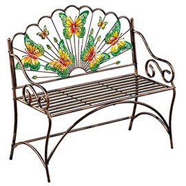 Collections Etc Colorful Butterfly Gardens Bench