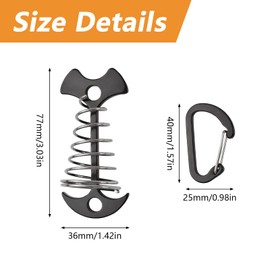 Morobor Deck Anchor Stakes, Windproof Aluminum Alloy Herringbone Tent Stakes with Spring Buckle, Portable Wind Rope Anchor for Outdoor Camping, 10 Pack