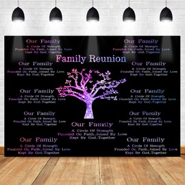 MEETSIOY Family Reunion Backdrop, Purple, 10x7ft, Polyester, Wedding, Party, Video Production, Photography