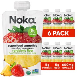 NOKA Strawberry Pineapple Superfood Smoothie Pack 6 Organic Plant Protein Snacks