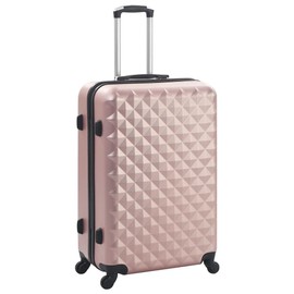 vidaXL Rose Gold Hardcase Trolley Set - 3pcs Durable ABS Travelling Suitcases with Security Locks, Internal Tensioning Straps, and 360-Degree Castors