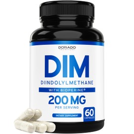 DIM Supplement for Women and Men (Diindolylmethane Estrogen Blocking Supplement, Hormonal Acne Treatment, Hormone Balance for Women) (200mg Per Serving) - Vegan, Gluten-Free, USA Made - 60 Capsules