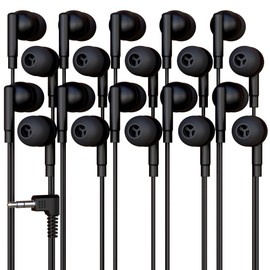 300 Pack Bulk Wired Earbuds, In Ear Headphones with 3.5mm Jack, 4ft Tangle Free Cable, Comfortable Fit, Affordable and Cost Effective, Ideal for School Classroom Testing Students Events Groups, Black