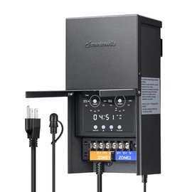 DEWENWILS 200W Low Voltage Landscape Transformer with 2 Zones, 120V AC to 12V DC, Low Voltage Transformer with LED Screen, Photocell Sensor & Timer, Outdoor Metal Shell for Spotlight Steplight
