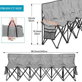 Kigley Folding Soccer Bench Chair Portable Team Sports Sideline Bench for Football Camp Travel Events Outdoor Seating with Storage Bag (Grey)