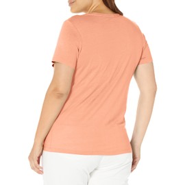 HUE Womens Short Sleeve V-neck Sleep Tee Pajama Top, Peach Pink, Medium
