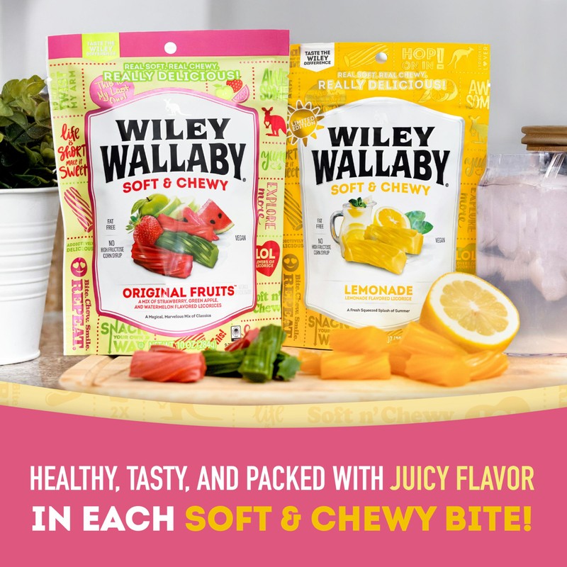 Wiley Wallaby Licorice Variety Pack - Original Fruits and Lemonade