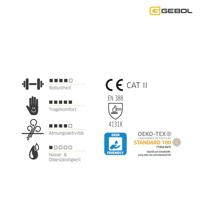 Gebol Multi Flex White, Work Gloves with Nubs, Dermatologically Tested