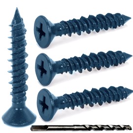 Grrrgooo Screw 1/4 x 1-1/4" Phillips Flat Head Concrete Screws - Steel Masonry Screws for Concrete, Bricks, Blocks - Self-Tapping Concrete Screws with 3/16 x 3-1/2" Drill Bit - 100 Screws/Box