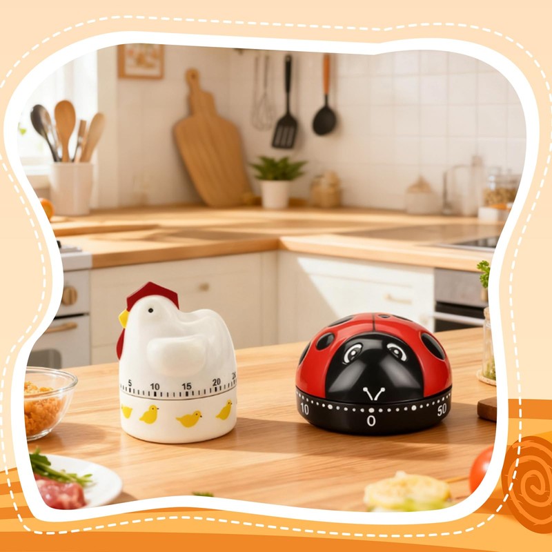 Amylove 4 Pcs Cute Mechanical Kitchen Timer Farm Animals 60
