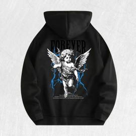 Forever Angel Graphic Hoodie 100% Cotton US Warehouse 6 ColorsColor: Red, Size: Xl