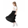 Girls High Waisted Ruffle Maxi Skirt Soft Cotton Long Skirts