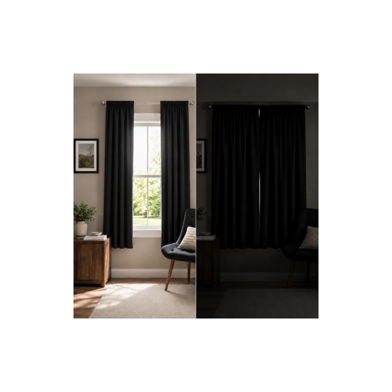 TECOR Cortina Blackout 2 Paneles 90x160cm para Recámara o Decoración,