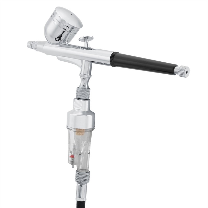 Dual Action Airbrush Kit Black Pump Spray Air Brush Gun