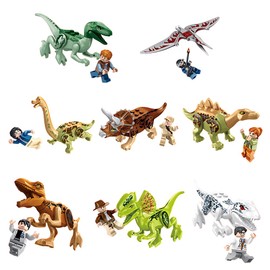 NAVESO Dinosaurier Block Spielzeug Set, 16 PCS Dino Spielzeug, Realistisches Dino Figuren Spielset, Tyrannosaurus Rex Triceratops Flugsaurier, Dinosaurier Geschenk für Jungen Mädchen 3 4 5 6 7 8 Jahre