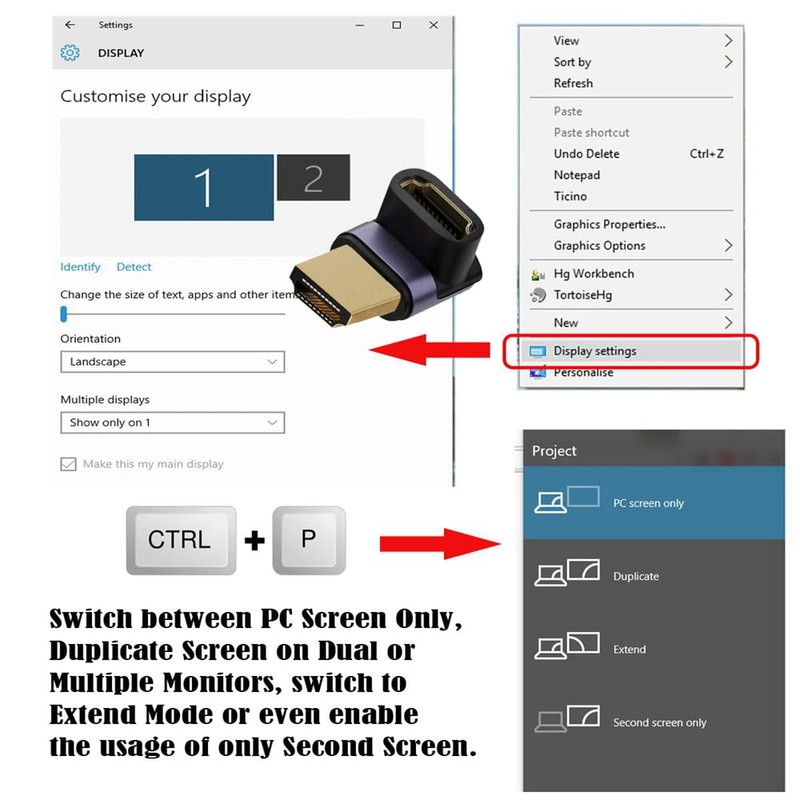 cablecc HDMI Male to HDMI 2.1 Female Up Angled Vertical