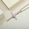 YL Butterfly Cross Necklace Sterling Silver Crucifix Pendant Created Pink