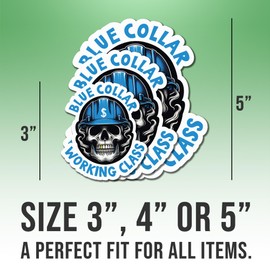 Blue Collar Stickers Funny Blue Collar Working Class Colors Vinyl Stickers, Weather-Resistant Sticker for Water Bottles, Laptop, Window, Car Size 3"