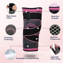 zuxify Knee Brace for Women, Adjustable Compression Knee Support Sleeve for Arthritis, ACL, MCL, Meniscus Tear for Running, Sports, Knee Pads for Tendonitis, Bursitis, Ligament Injuries(1 pack)