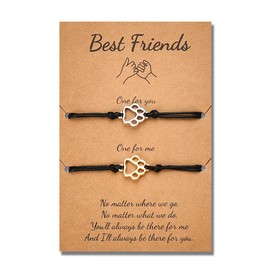 Best Friend Dog Paw Bracelets for Men Women Best Friend Christmas Birthday Gifts for 2 Matching Bracelets for Soul Sisters Gifts from Sister Long Distance Frisndship Gifts for Besties