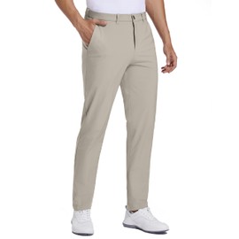 Strweitt Golf Pants for Men Stretch Dress 30"/32"/34" Pants Quick Dry Lightweight Slacks Trousers for Business Casual Travel Khaki 32Wx32L