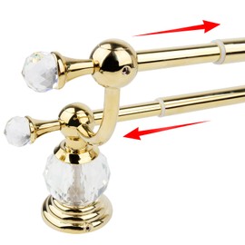 Double Crystal Towel Holder Adjustable Gold Towel Bar 14 to 25 Inch, Towel Rack Rail for Bathroom Wall Mounted